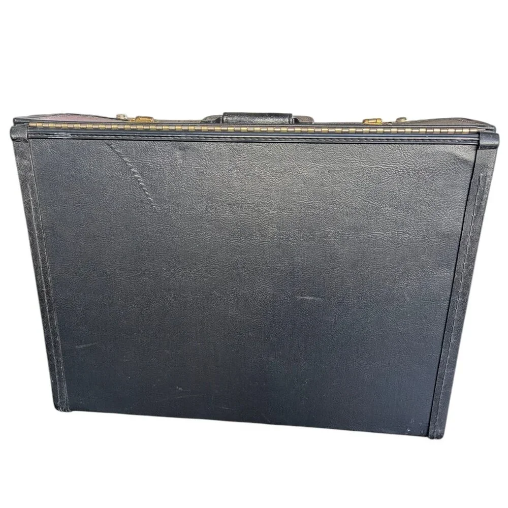 Vintage Faux Leather Banker's Box - Double Hinged Briefcase
